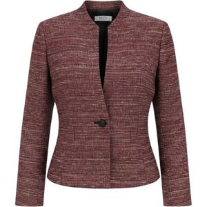 Kasper Separates Tweed Blazer Women No Size Burgundy Good Mandarin Collar 3441